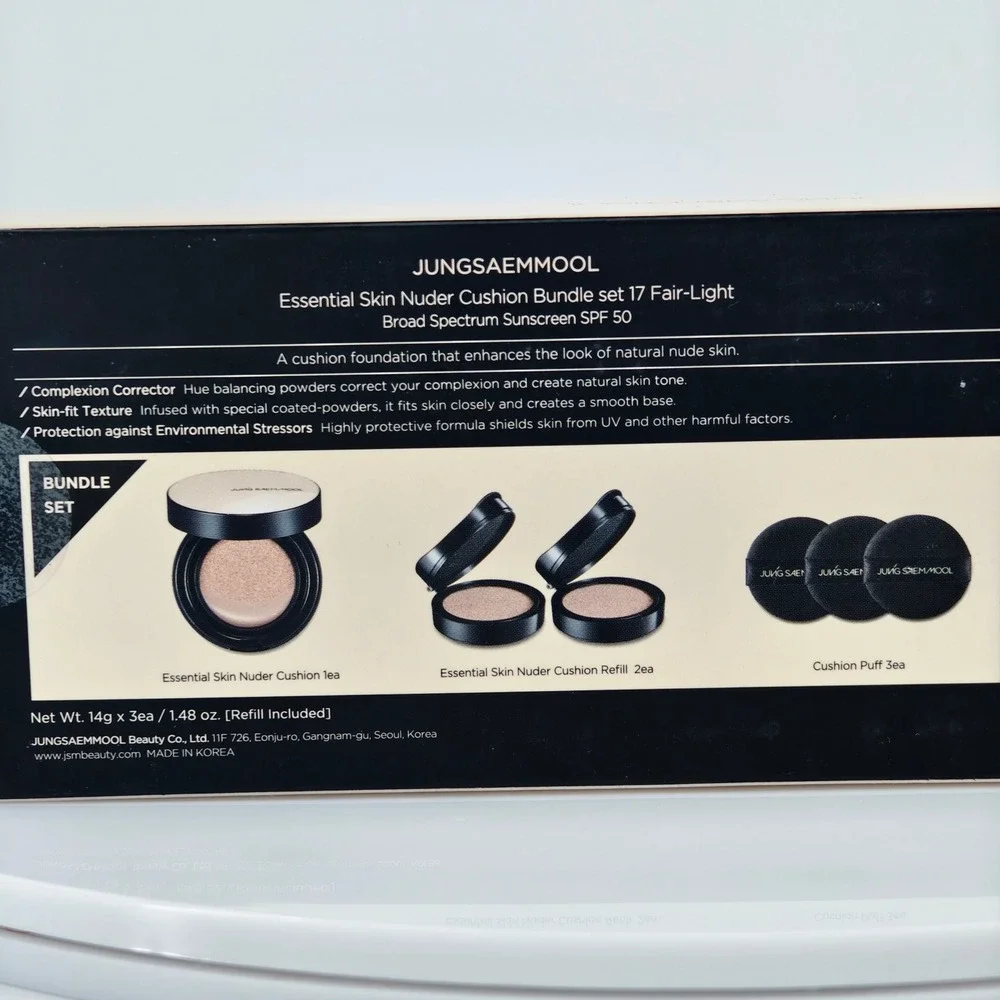 Jung Saem Mool Essential Skin Nuder Cushion‎ Foundation 21 Medium SPF 50 Bundle